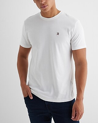 Two Tone X Logo Perfect Pima Cotton T-Shirt White Men's XL Tall