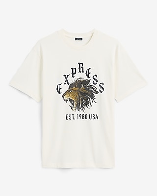 Classic Fit Express Logo Lion Graphic T-Shirt