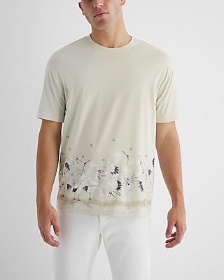Relaxed Crane Print Perfect Pima Cotton T-Shirt