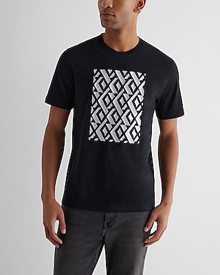 Big & Tall Embroidered X-Logo Pattern Graphic Perfect Pima Cotton T-Shirt Black Men's XXL