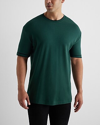 Relaxed Tipped Luxe Pique Crew Neck T-Shirt Green Men