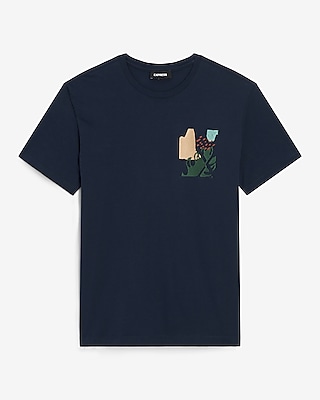 Embroidered Leaf Graphic T-Shirt