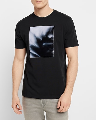 Blurred Leaf Graphic T-Shirt Black Men's XS