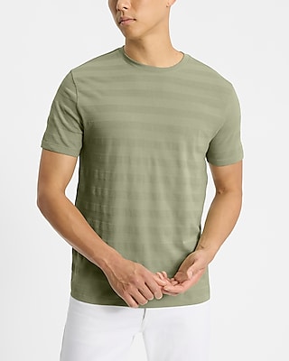Express Men's Textured Stripe Crew Neck T-Shirt in Sage