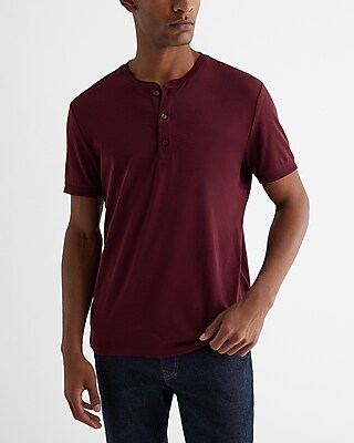 Big & Tall Perfect Pima Cotton Short Sleeve Henley Red Men's XXL