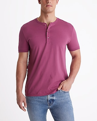 Big & Tall Perfect Pima Cotton Short Sleeve Henley Purple Men's XXL