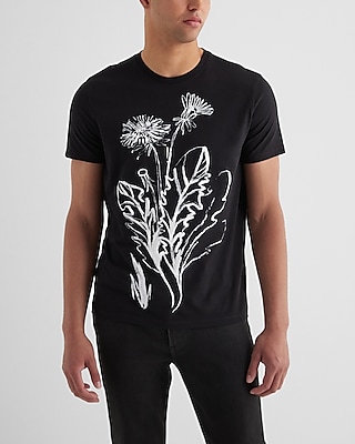 Textured Painted Floral Graphic T-Shirt