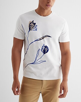 Embroidered Sketched Stem Graphic T-Shirt