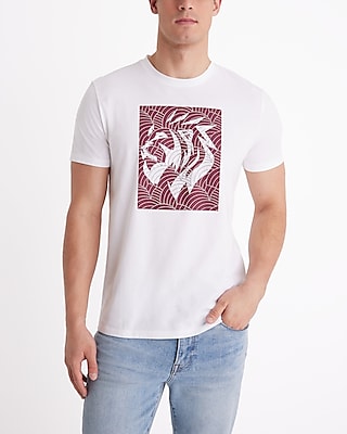 Dot Lion Logo Graphic Perfect Pima Cotton T-Shirt White Men's S