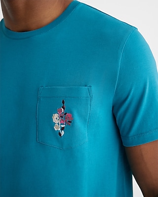 Embroidered Bouquet Perfect Pima Cotton Pocket T-Shirt Default Men's M Tall