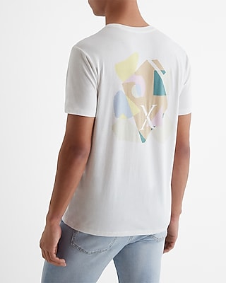 Abstract Embroidered X-Logo Graphic Perfect Pima Cotton T-Shirt White Men's L