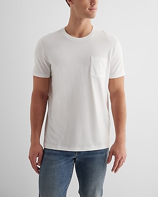 Pocket Crew Neck Perfect Pima Cotton T-Shirt White Men's XS