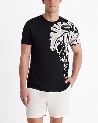 Big & Tall Palm Graphic Perfect Pima Cotton T-Shirt Black Men's XXL