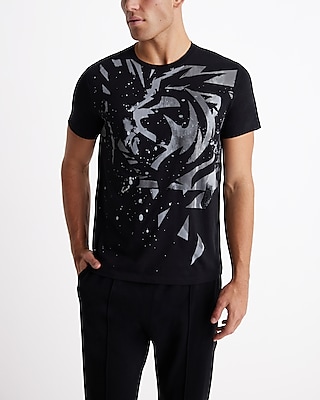 Abstract Lion Graphic Perfect Pima Cotton T-Shirt Black Men's S