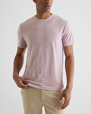 Solid Linen-Blend T-Shirt Purple Men's XL