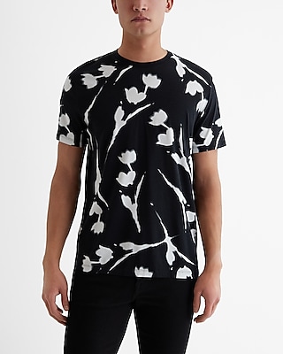 Blurred Abstract Floral Perfect Pima Cotton T-Shirt Black Men's L