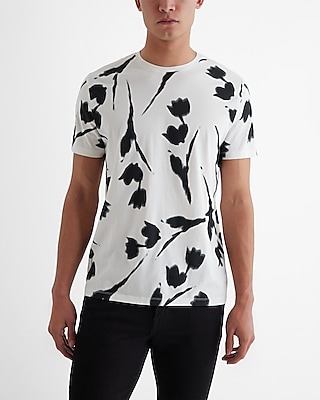 Blurred Abstract Floral Perfect Pima Cotton T-Shirt Neutral Men's M Tall