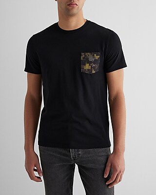 Pixel Camo Perfect Pima Cotton T-Shirt Black Men's L Tall
