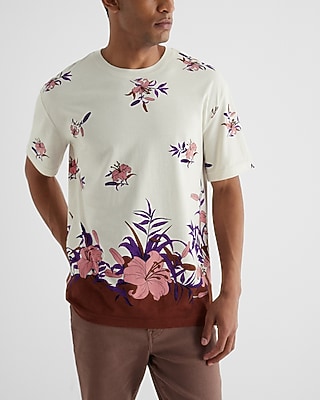 Relaxed Floral Print Perfect Pima Cotton T-Shirt White Men's XL