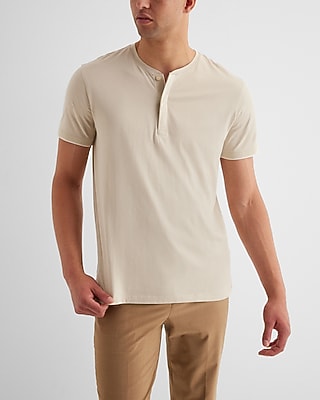 Tipped Perfect Pima Cotton Henley Neutral Men's L