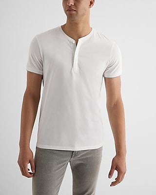 Tipped Perfect Pima Cotton Henley White Men's L