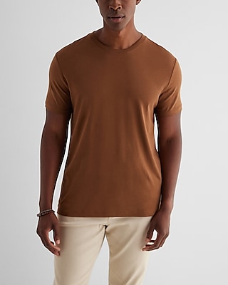 Perfect Pima Cotton Crew Neck T-Shirt Brown Men's M Tall