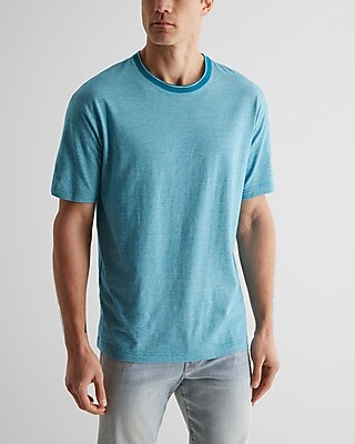 Relaxed Striped Collar Perfect Pima Cotton T-Shirt Blue Men's XL