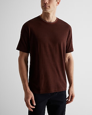 Relaxed Striped Collar Perfect Pima Cotton T-Shirt Brown Men's XS