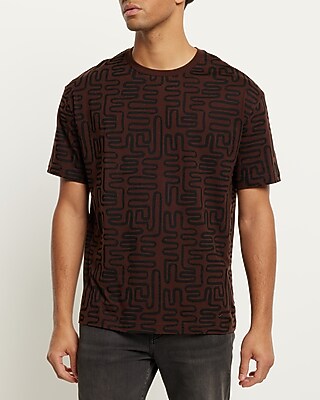Relaxed Geo Print Perfect Pima Cotton Crew Neck T-Shirt