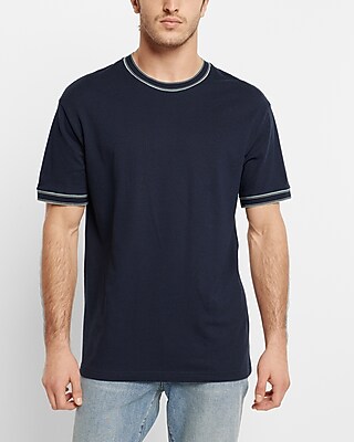 Relaxed Solid Tipped Luxe Pique T-Shirt Blue Men's XS