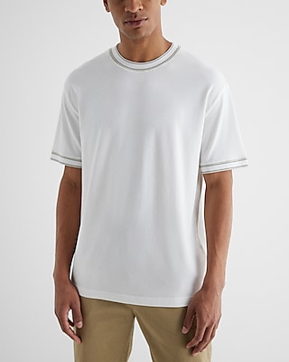 Relaxed Solid Tipped Luxe Pique T-Shirt White Men's L Tall