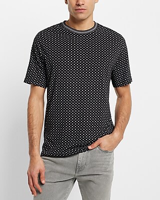 Relaxed Geo Print Crew Neck T-Shirt Black Men's XS