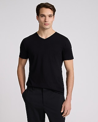 V-Neck Perfect Pima Cotton T-Shirt Black Men's XS
