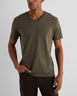 V-Neck Perfect Pima Cotton T-Shirt Green Men's M