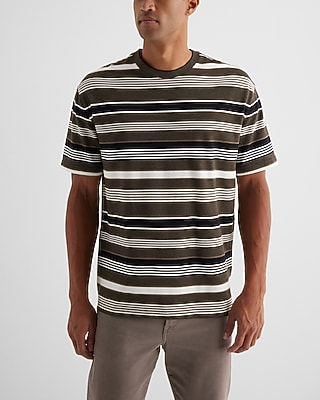 Relaxed Striped Luxe Pique T-Shirt Brown Men's XL