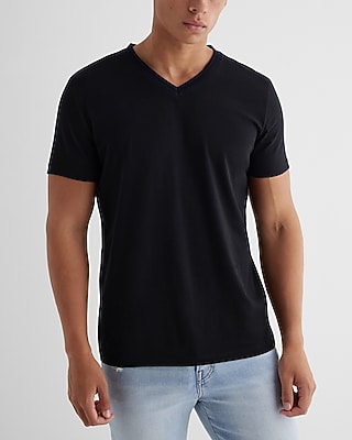 Tipped V-Neck Perfect Pima T-Shirt Black Men's M Tall