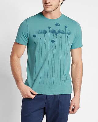 Turquoise Dandelion Graphic T-Shirt Blue Men
