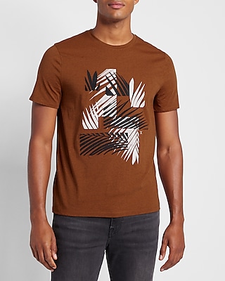 Sliced Palm Print Graphic T-Shirt Brown Men's XL