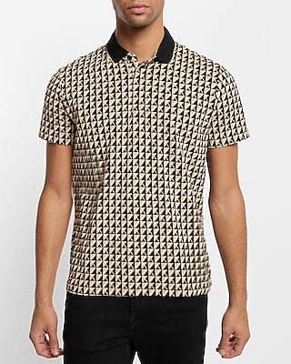 Geo Printed Moisture-Wicking Performance Polo