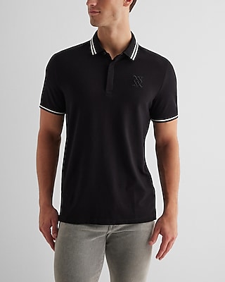 Embroidered X Logo Luxe Pique Polo Black Men's L Tall