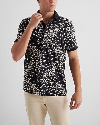 Crane Print Perfect Pima Cotton Polo