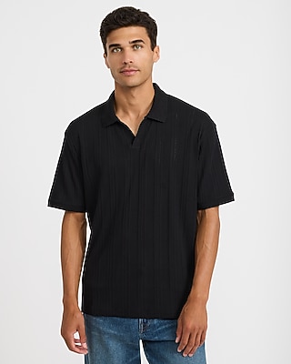 Classic Fit Textured Striped Johnny Collar Polo