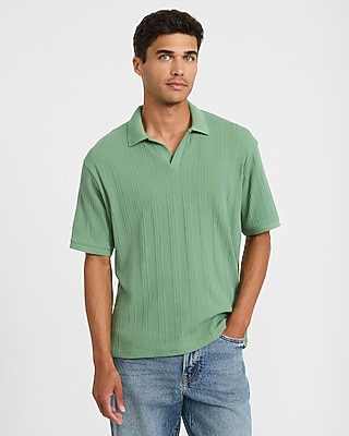 Classic Fit Textured Striped Johnny Collar Polo