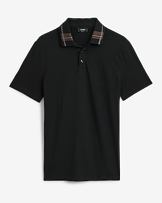Plaid Collar Luxe Pique Polo