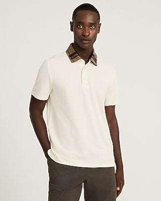 Plaid Collar Luxe Pique Polo
