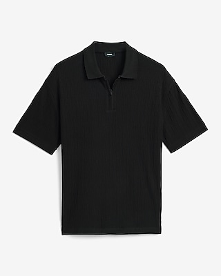 Textured Jacquard Classic Fit Zip Polo