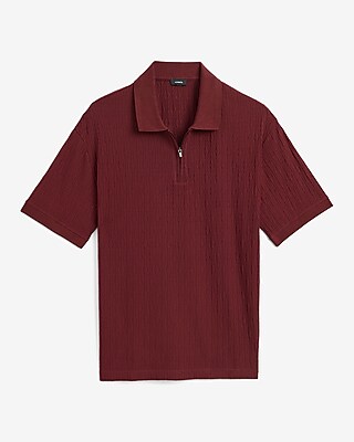 Textured Jacquard Classic Fit Zip Polo