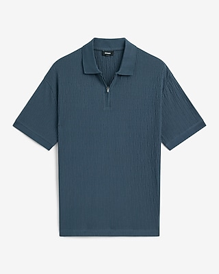 Textured Jacquard Classic Fit Zip Polo