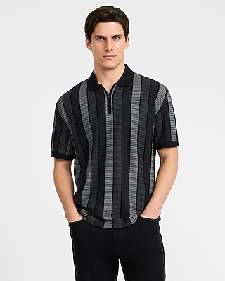 Striped Classic Fit Luxe Pique Zip Polo