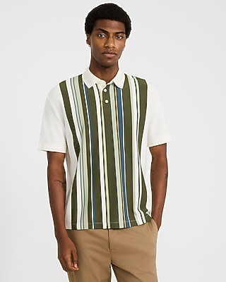 Classic Fit Striped Short Sleeve Luxe Pique Polo